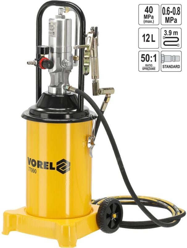 Profi pneumatische Druckluft Fettpresse 12Liter Abschmierpresse für Schmierarbeiten an Kfz und Maschinen