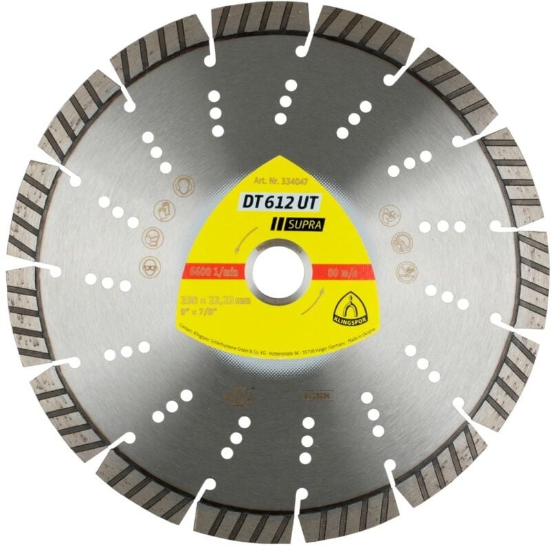 Klingspor - dt 612 ut Diamanttrennscheiben 230 x 2,6 x 22,23 mm 15 Segmente 42 x 2,6 x 12 mm Standard Turbo