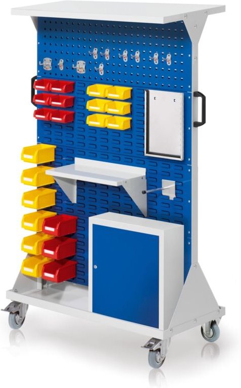 Kappes RasterMobil® mobiler Arbeitsplatzschrank Größe 4 1580x1000x500mm 2x Lochplatte 6x Schlitzplatte mit Ablageboden u...