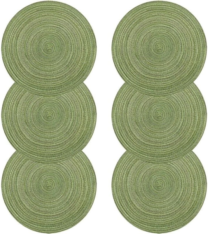 Tischsets, 6er-Set, hitzebeständige, geflochtene Tischsets aus Baumwolle für das Esszimmer, rundes Tischset 38 x 38 cm (...