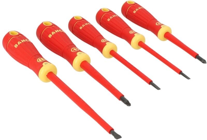 Satz von 5 isolierten Schraubendrehern Fit vde für Pozidriv- und Schlitzschrauben, mit Mehrkomponenten-Griff - B220.015 ...
