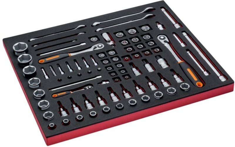 Fit&Go 3/3 Schaumstoffeinlage Satz Standard-Ring-Maulschlüssel/Steckschlüssel-Einsätze - 83-tlg. - Bahco