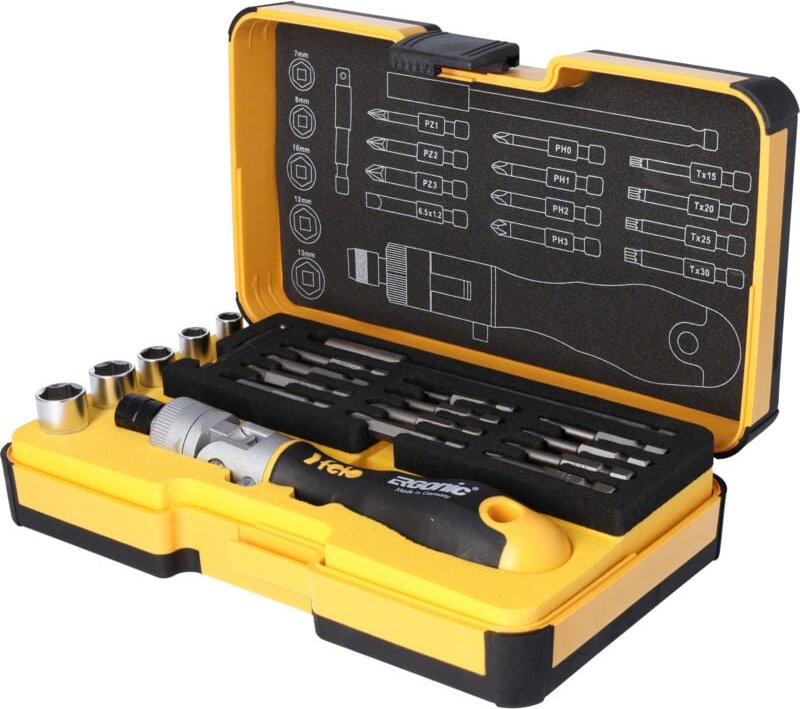 ERGONIC K Ratschenschraubendreher-Set 20-tlg. SL/PH/PZ/TORX®/ND Felo 06072006