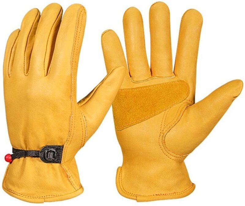 Jalleria - Winter-Arbeitshandschuhe aus Leder, mit Fleece gefütterte Thermo-Gartenhandschuhe, strapazierfähige, dornensi...