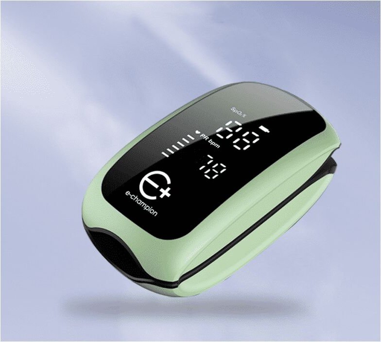 Medizinisches Fingerpulsoximeter mit Umhängeband, Blutsauerstoffsättigungsmonitor, digitale LED-Anzeige (grün)