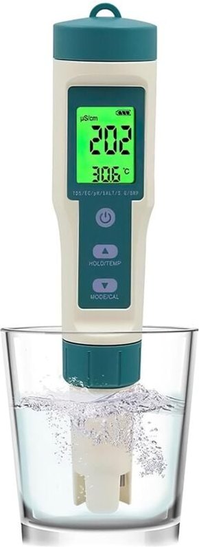 8-in-1 Elektronisches pH-Meter für Pools, PH/TDS/SALT/SG/ORP/EC/TEMP/H2-Tester, Wasserqualitätstester für Schwimmbadwass...