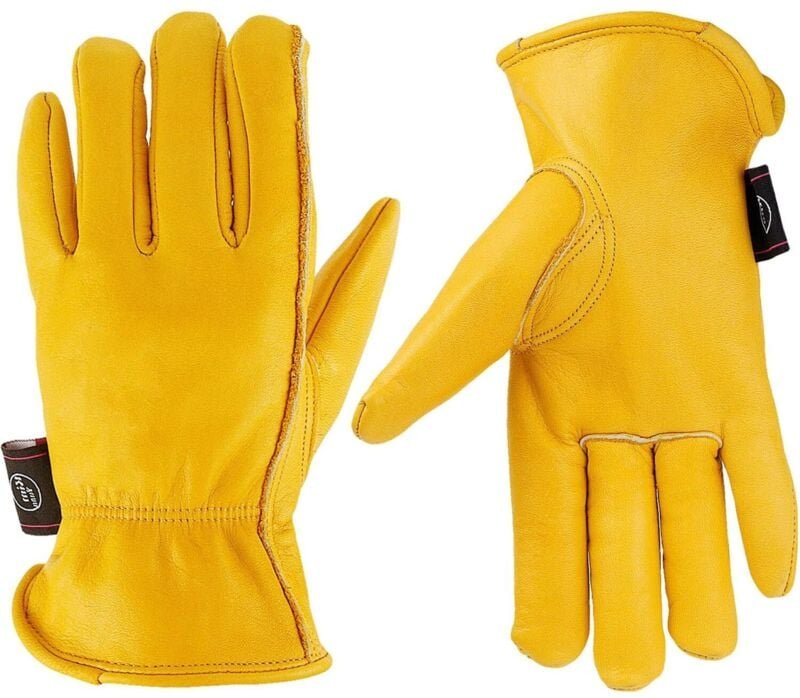 Arbeitshandschuhe aus Leder für Gartenarbeit/Schneiden/Bau/Bau/Motorrad, Herren und Damen, mit elastischem Handgelenk, M...