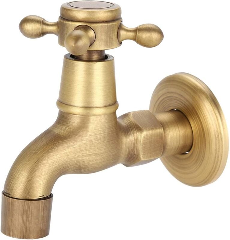 Thumbnail - Wasserhahn zur Wandmontage, G1/2, massives Messing, Vintage, einzelner Kaltwasserhahn für Küche, Badezimmer, Waschbecken...