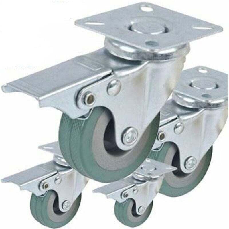 Starrgummirad mit Schwenkplatte und Feststellbremse Raddurchmesser 50x17 - - Ymyny