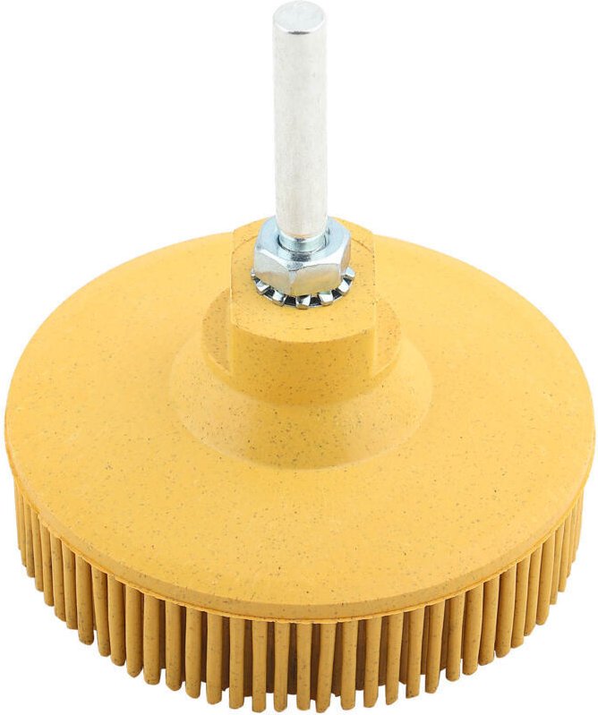 Borstenbürstenscheibe, 3-Zoll-Gummibürste, Schleifpolierscheibe zum Entfernen von Gratrost (gelb) mumu