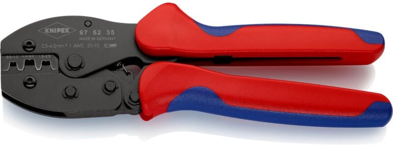 Knipex - 97 52 35 sb PreciForce® Crimpzange mit Mehrkomponenten-Hüllen brüniert 220 mm (SB-Karte/Blister)