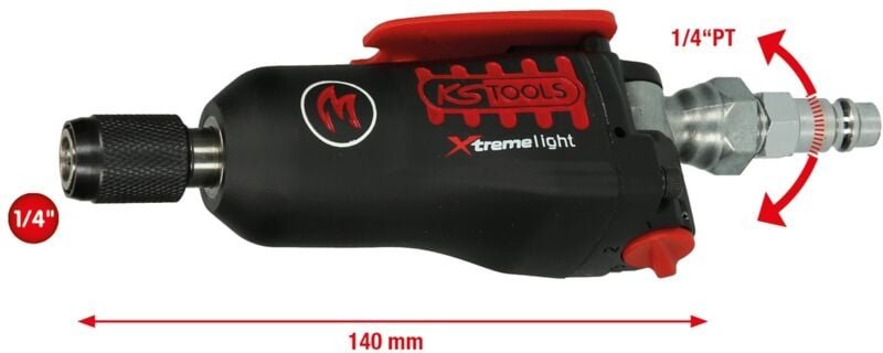 KS Tools 1/4 MONSTER Xtremelight Mini-Bit-Druckluft-Schlagschrauber mit Umschaltwippe, 108 Nm