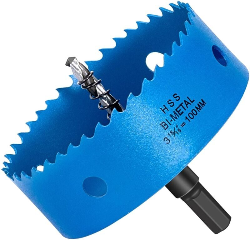 Thumbnail - Lochsäge 100 mm, Lochmesser-Lochbohrer aus hss M42 Bi-Metall für Holz, Weichmetall und Kunststoff (Rigipsplatten und Tro...