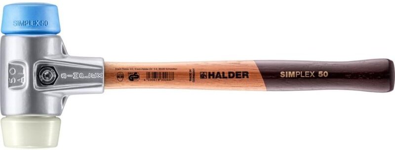 SIMPLEX-Schonhammer, TPE-soft / Nylon mit Aluminiumgehäuse und hochwertigem Holzstiel D=50 mm 3118.050