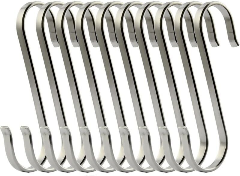 10er-Pack S-Haken aus Edelstahl zum Aufhängen von Kochgeschirr oder Metzgerfleisch - Lablanc