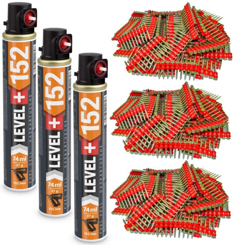 Gaskartusche L+152 x 3 St. + Betonnägel 32mm 3000 St HB42 - Contoo