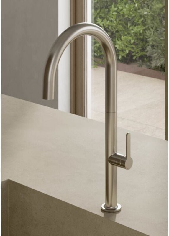 Kludi AUREA Küchenarmatur 55803N575 seitliche Bedienung, Stainless Brushed Nickel