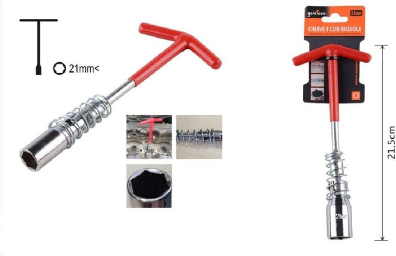 Trade Shop Traesio - Trade Shop - T-Schlüssel mit Innensechskant 21 mm Zündkerzenabzieher Auto Motorrad Zündkerze 91635 ...