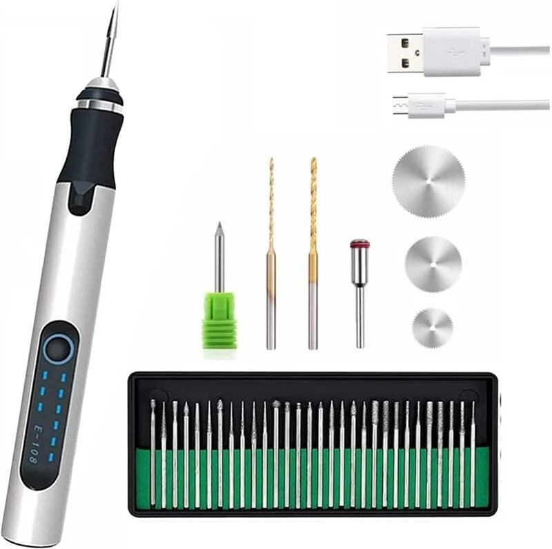 Thumbnail - Usb Customizer Professional Gravierstift 30 Bits, Wiederaufladbarer Kabellos, Gravierwerkzeug für Metall