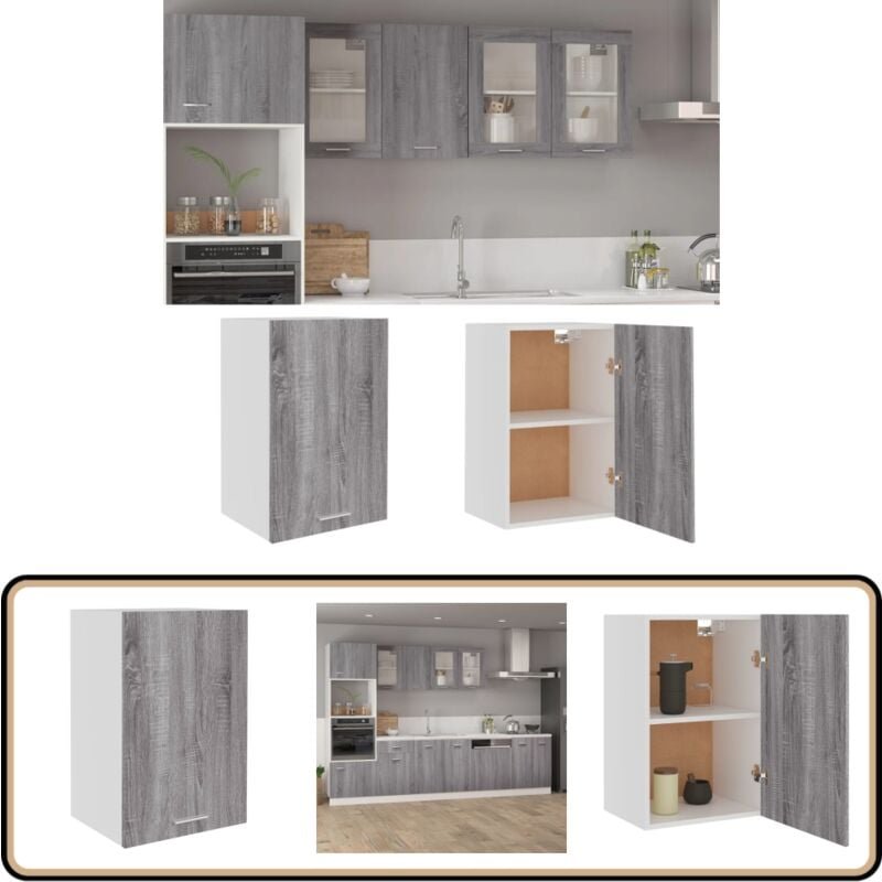Hängeschrank Grau Sonoma 39,5x31x60 cm Holzwerkstoff - Küchenregal - Aufbewahrungsschrank - Hängeschrank - Grau - Wohnwa...