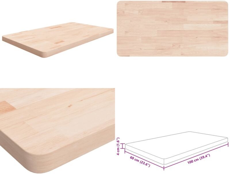 Waschtischplatte 100x60x4 cm Massivholz Unbehandelt - Waschtischplatte - Eichenholz Platte - Badezimmersanierung - Arbei...