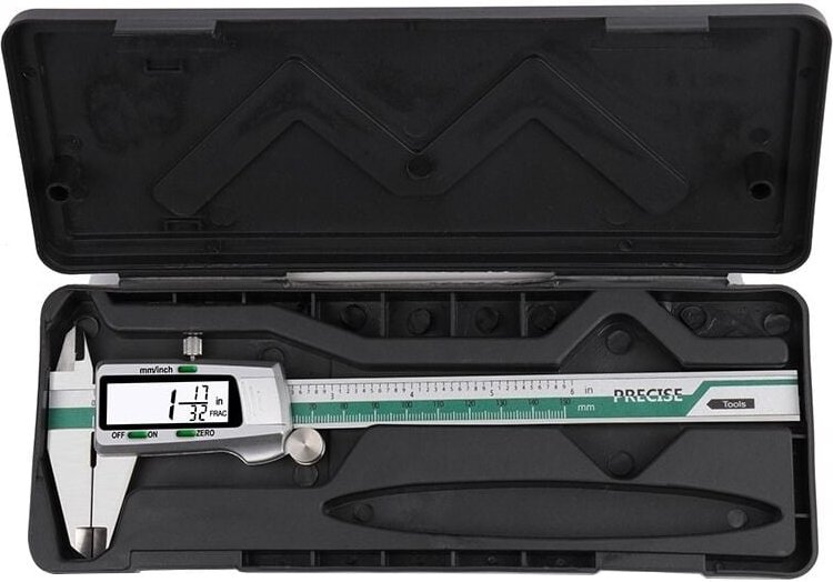 Subler Digital insize 0-150 mm, 0,01 mm, Edelstahl, Messelektronik, lcd, wasserdicht, silber/grün