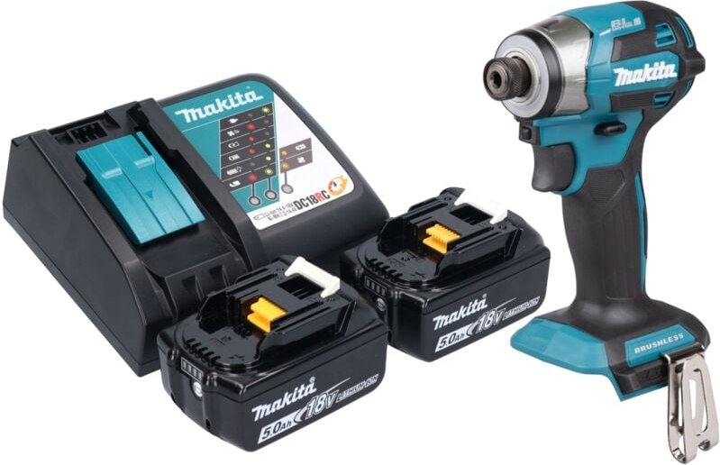 Makita DTD 173 RT Akku Schlagschrauber 18 V 180 Nm 1/4“ Brushless + 2x Akku 5,0 Ah + Ladegerät