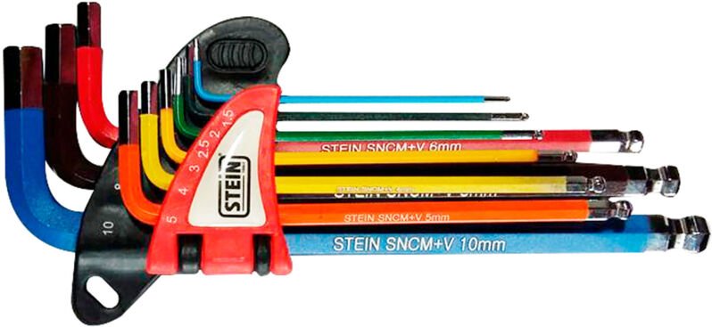 Alfa Dyser - Stein langer Kugelkopf-Cr-V-Inbusschlüsselsatz, 9-teilig, Farben