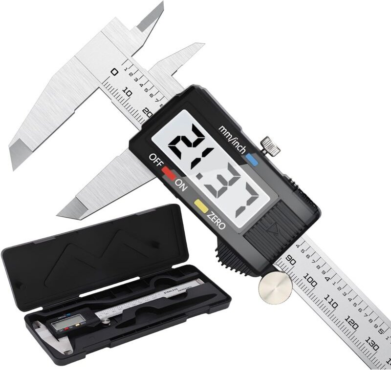 Tonchean - Messschieber, 150 mm digitaler Messschieber aus Edelstahl, großes LCD-Display, einstellbare Genauigkeit 0,01 ...