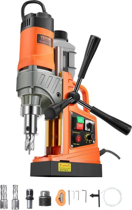 VEVOR Magnetbohrmaschine Kernbohrmaschine 40 mm Bohrdurchmesser, 12500 N tragbare elektrische Magnetbohrmaschine mit 2 K...