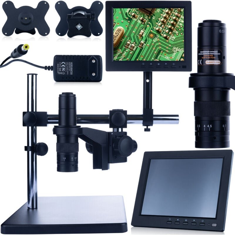 Earth Pro MCEP-0.5X-PZRR Digitalmikroskop mit verstellbarem Arm + 8-Zoll-Display für Mikroskop + Halterung für Digitalmi...