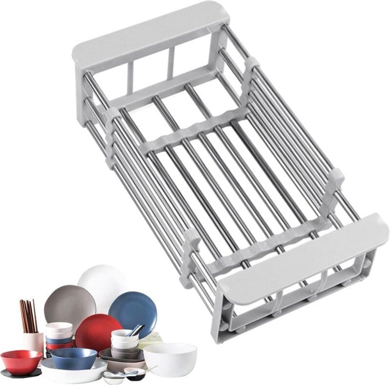 Ersandy - Ausziehbares Abtropfgestell für die Küche aus Edelstahl – Ausziehbares Abtropfgestell – Teleskop-Abtropfkorb m...