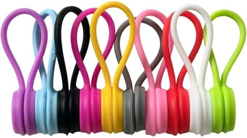 Thumbnail - Gabrielle - 10 Stück magnetische Kabelclips, wiederverwendbar, wiederverwendbarer USB-Kabelmanager für Büro, Schule, Zuh...