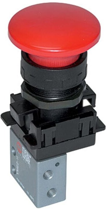 3/2-Miniventil, manuell, Pilztaster, nc, monostabil, M5 seitl. - Riegler