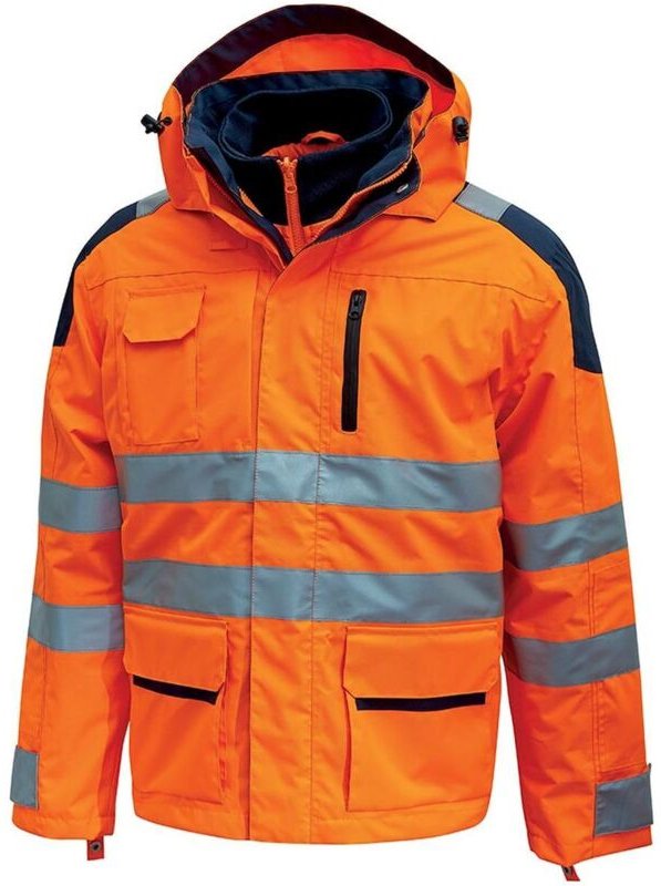 Hochsichtbarer wasserdichter Arbeitsparka BACKER - Neonorange 4XL