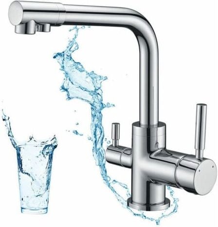 3-Wege-Küchenarmatur, 360° Schwenkbare Küchenmischbatterie, Trinkwasser-Küchenarmatur, Küchenspüle Mischbatterie mit gef...