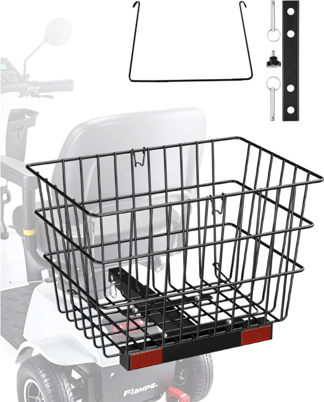 VEVOR Elektromobil Hinterkorb, 39x30x30 cm, Gepäckkorb Seniorenmobil, funktioniert mit 2,54 cm Empfänger, faltbarer Meta...