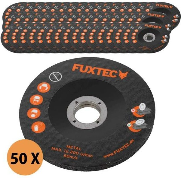 50er Set 115mm Trennscheiben für Metall, Stahl und inox für 20V Akku Winkelschleifer FX-E1WS20 - Fuxtec
