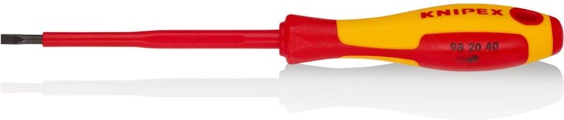 Thumbnail - Knipex - 98 20 40 Schraubendreher für Schlitzschrauben isolierender Mehrkomponenten-Griff, VDE-geprüft brüniert 202 mm