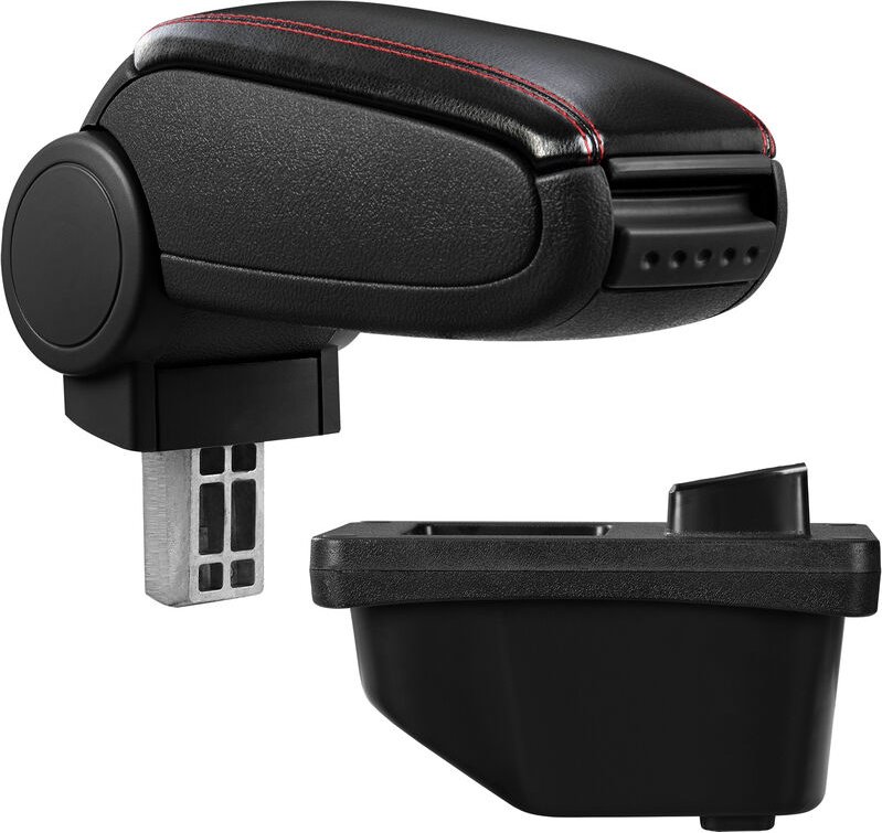 Pro.tec - Mittelarmlehne Peugeot 308 i mit Staufach Kunstleder Schwarz mit roten Nähten