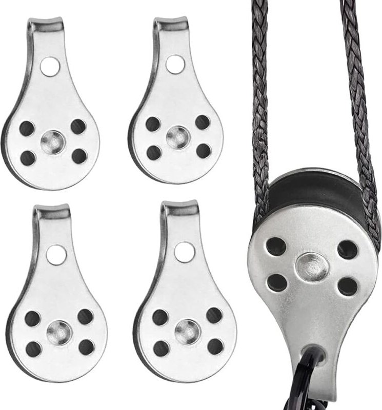 4 Stück Doppel-Schwenkrolle aus Edelstahl, Einzelblock-Riemenrolle, Einzelblock-Riemenrolle aus Edelstahl, für große Kaj...