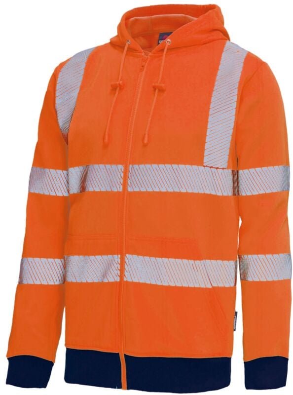 Vizwell Warnschutz-Sweatjacke VW14B Gr. L leuchtorange/marine