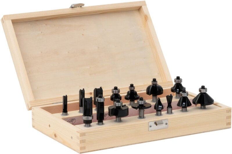 Fräsersortiment, 15-teilig, 8 mm, Holzfräser, Fräser für Oberfräsen, Fräser Set - Stier