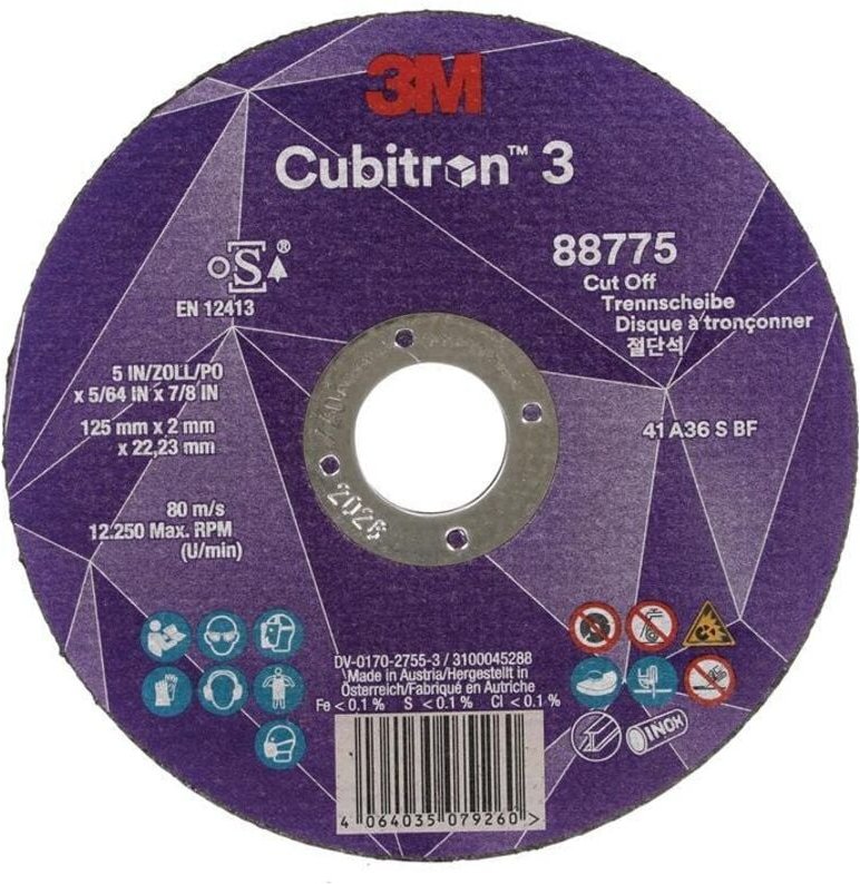 3M - Trennscheibe Cubitron™ 3 D125x2mm gerade ™ Cubitron™ 3 Bohrung 22,23 mm