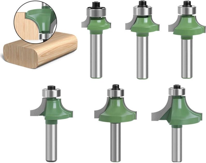 CHOYCLIT 6 Stück 8-mm-Holzfräser, Viertelrundfräser mit 8-mm-Schaft, Holzfräser, Rundnutfräser für die Holzbearbeitung (...