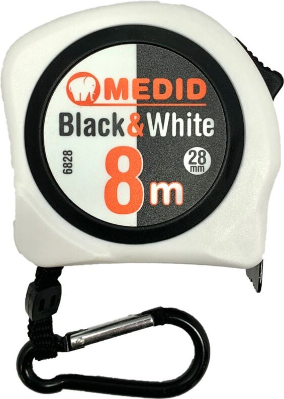 Maßband weiß Black & White 8m 28mm MEDID - 6828
