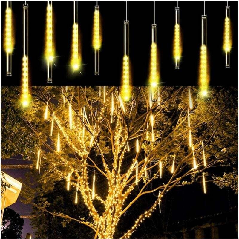 Ymyny - Weihnachtsbeleuchtung für den Außenbereich, LED-Regeneffekt, Sternschnuppe, Warmweiß -