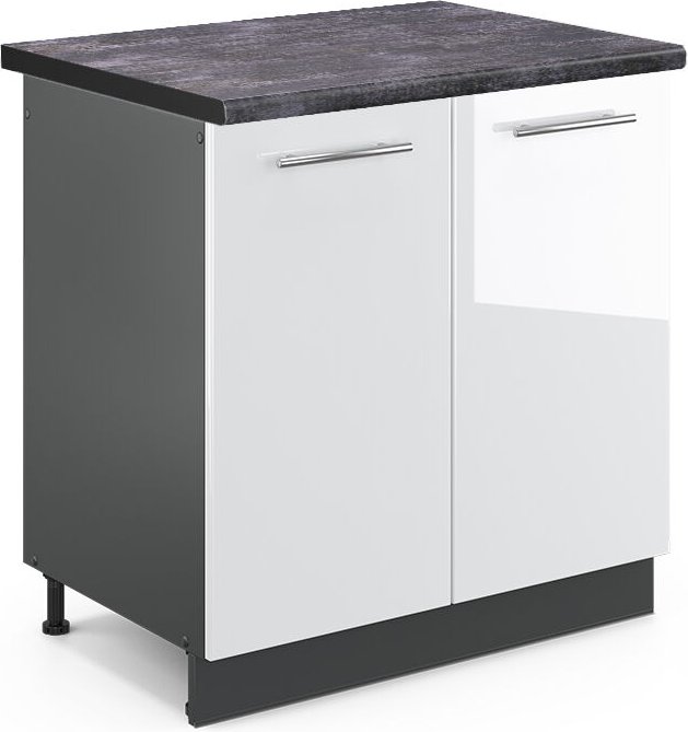 Vicco - Küchenschränke Fame-Line, Weiß Hochglanz, 80 cm , ap Anthrazit