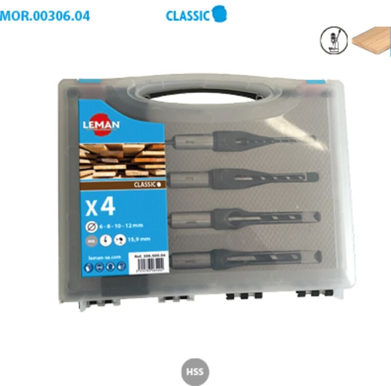 Set mit 4 Vierkantdrähten + Bohrer l.u. 70 Schaft Ø15.9MM Leman 306.500.04