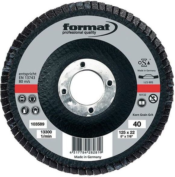 Schleifmopteller 6 Grad gewölbt 115mm K40 Format